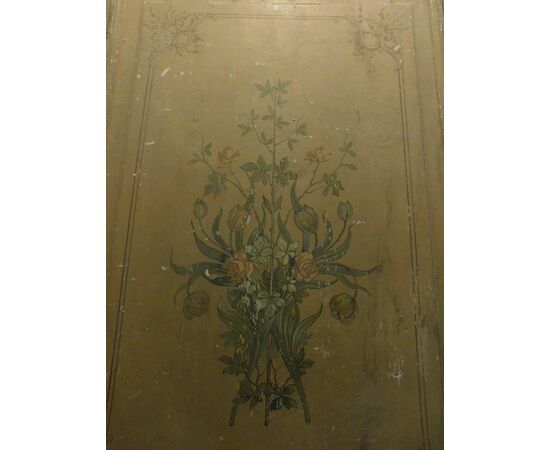 PTL549 - Liberty style lacquered wooden door with floral decorations, dimensions cm W 106 x H 248