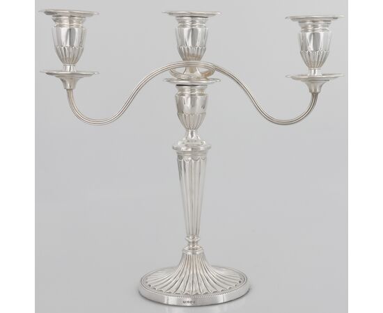 Pair of Queen Elizabeth II sterling silver candelabra, Roberts & Belk Ltd, Sheffield, 1973