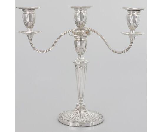 Pair of Queen Elizabeth II sterling silver candelabra, Roberts & Belk Ltd, Sheffield, 1973