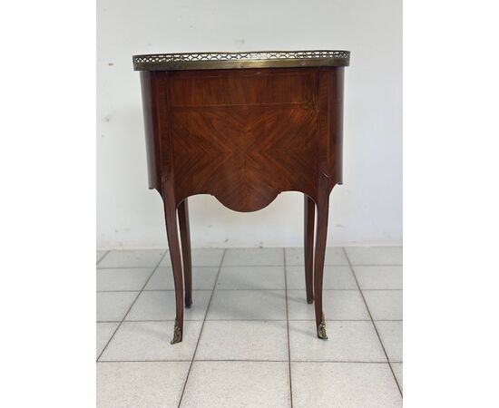 Tavolino Ovale Francese con Cassetti, del 1800 Riccamente intarsiato ( restaurato )