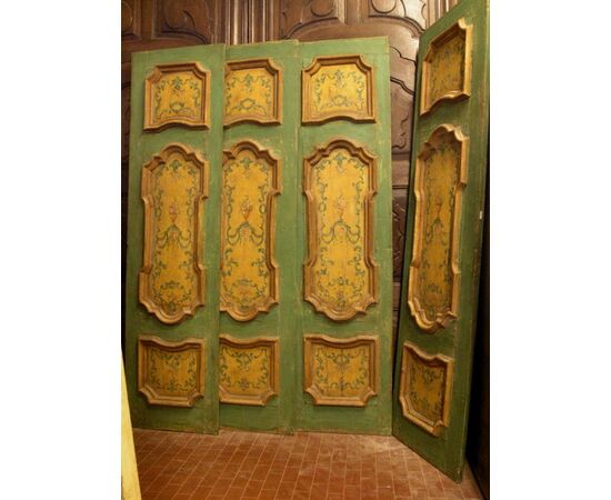 PTL297 - No. 2 doors with painted panels, 18th century, dimensions cm W 125 x H 237
