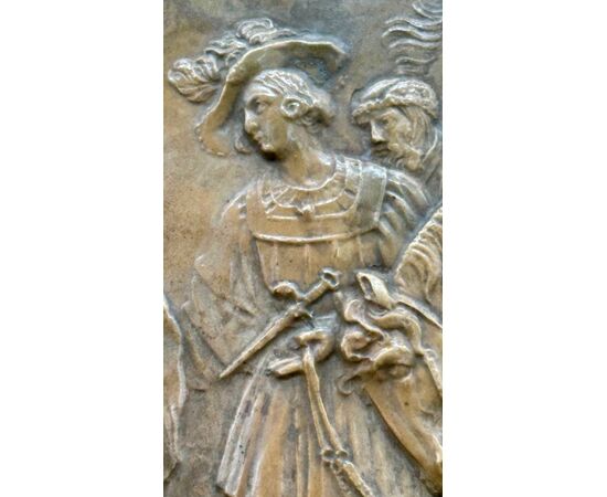Petrified limestone bas-relief plaque, calcite - NAPOLEON III