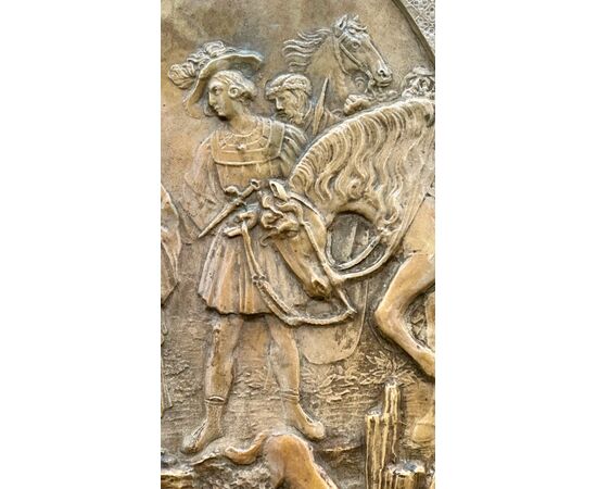 Petrified limestone bas-relief plaque, calcite - NAPOLEON III