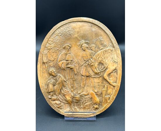 Petrified limestone bas-relief plaque, calcite - NAPOLEON III
