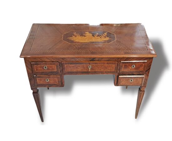 SMALL INLAID WRITING DESK - LOMBARDY - 19TH CENTURY