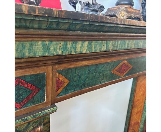 Antico splendido camino cornice Dipinto epoca XIX se . Mis L 148 x P 27 . H 130
