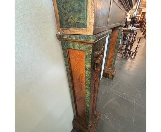 Antico splendido camino cornice Dipinto epoca XIX se . Mis L 148 x P 27 . H 130