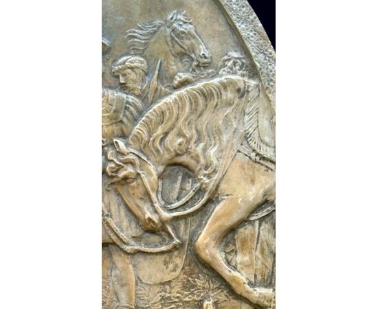 Petrified limestone bas-relief plaque, calcite - NAPOLEON III