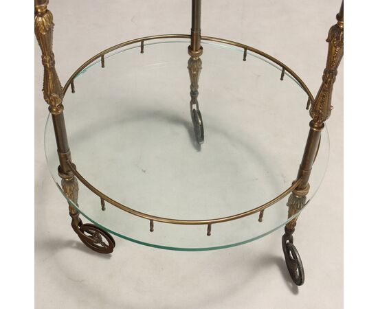 Bronze and Glass Dumbwaiter Service Cart