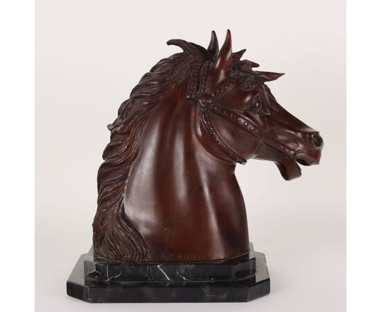 Testa di Cavallo in Bronzo F.G. Ruocco Napoli Italia Ultimo Quarto '900