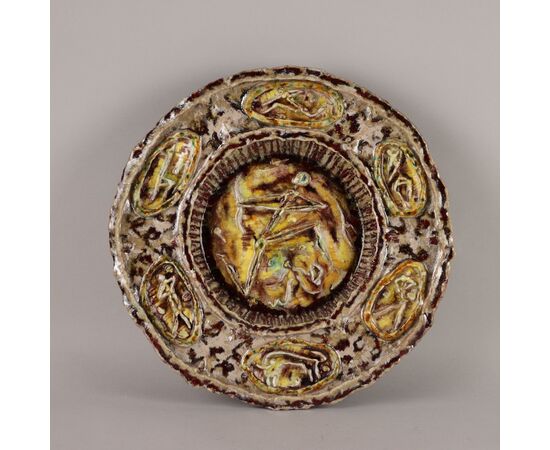 Piatto in Maiolica Carlo Zauli Faenza Italia Anni '60