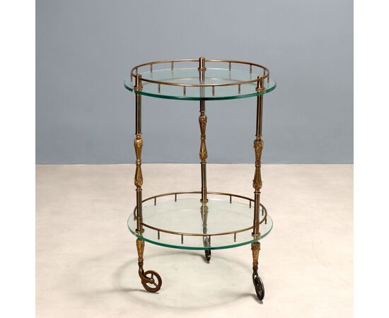 Bronze and Glass Dumbwaiter Service Cart