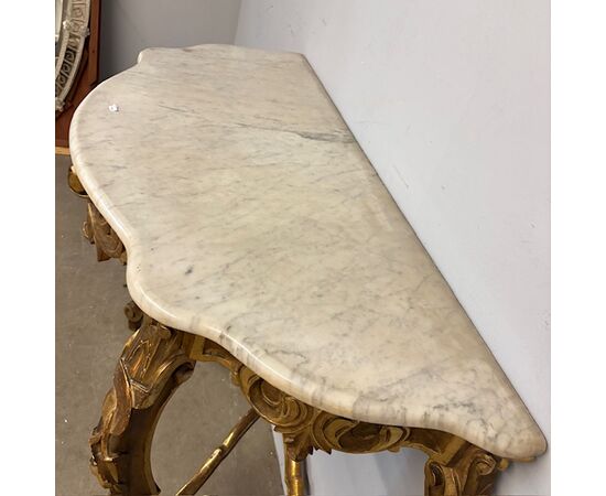 Antique monumental console + mirror Louis Philippe 1840 Gold leaf Roman area. Dimensions h 297
