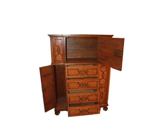 Biedermeier Style Elm Wood Sideboard, Northern Europe, 19th Century