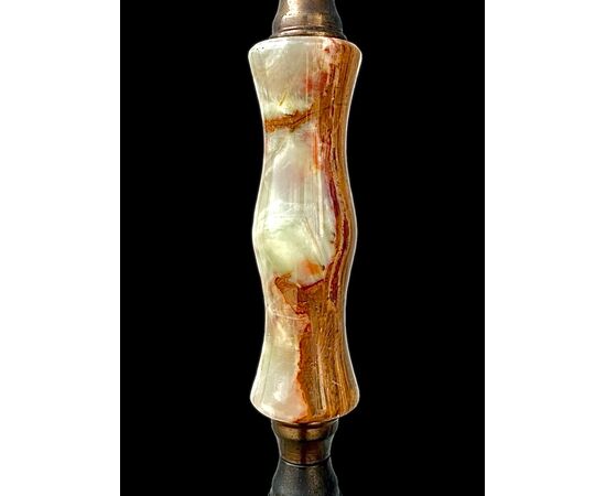 Alabaster and bronze floor lamp.