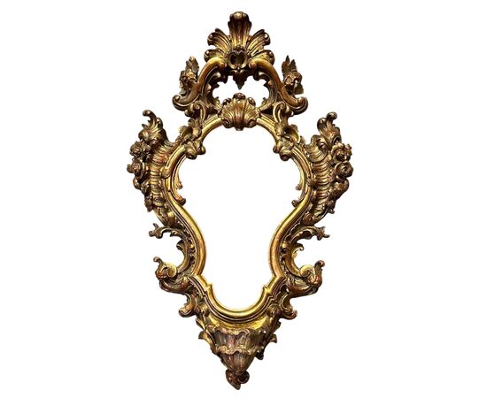 Cornice barocca in legno dorato con acquasantiera - Luigi Filippo.