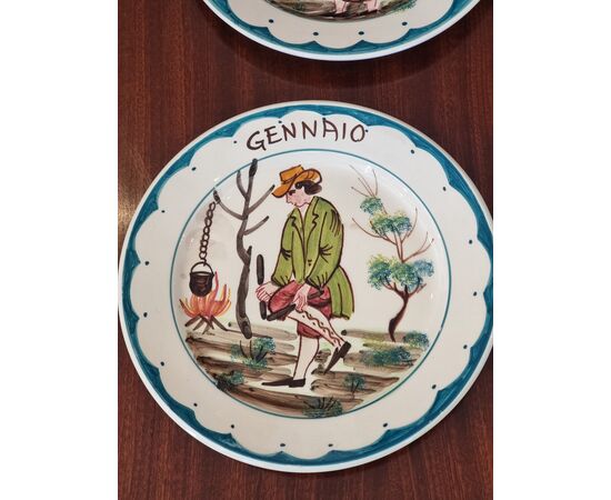 Series "The 12 Months", popular Venetian plates – Nove (Tasca), ca. 1945–1965, diameter 22 cm