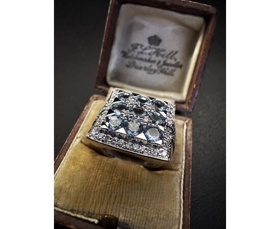 Ring with Aquamarines and Diamonds