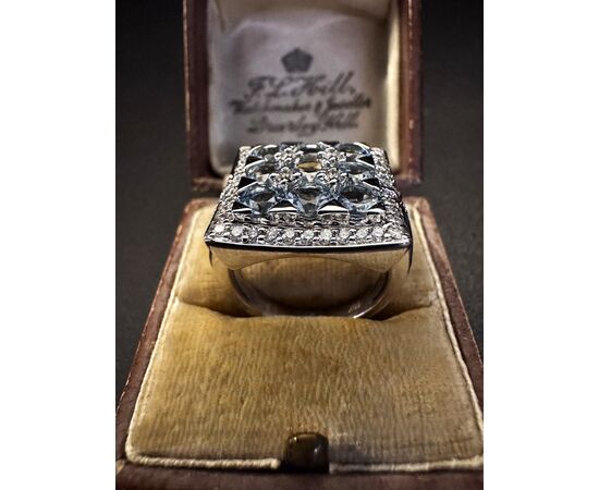 Ring with Aquamarines and Diamonds