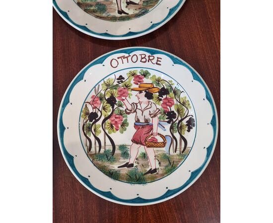 Series "The 12 Months", popular Venetian plates – Nove (Tasca), ca. 1945–1965, diameter 22 cm