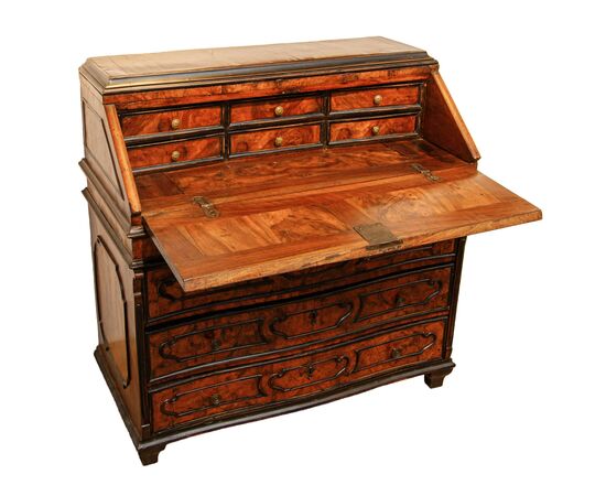 Three-drawer drop-front desk