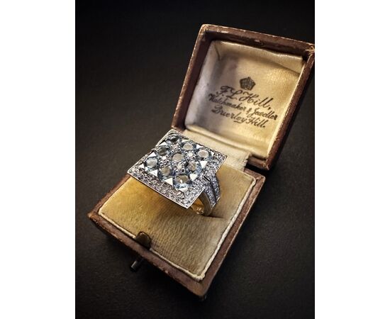 Ring with Aquamarines and Diamonds