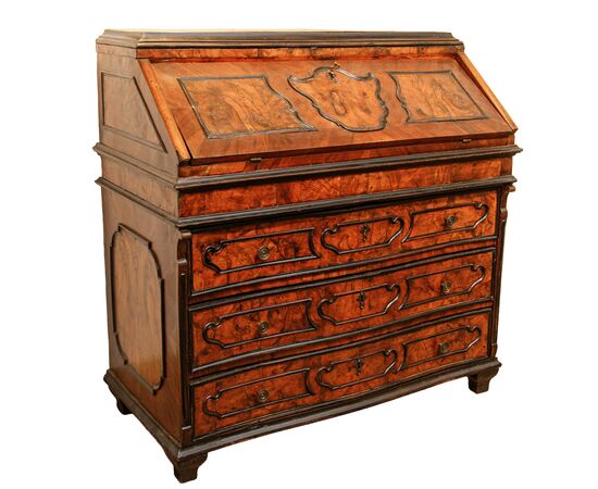 Three-drawer drop-front desk