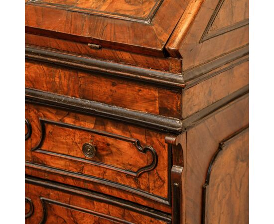 Three-drawer drop-front desk