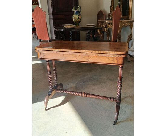 19th century walnut and burr walnut gaming table