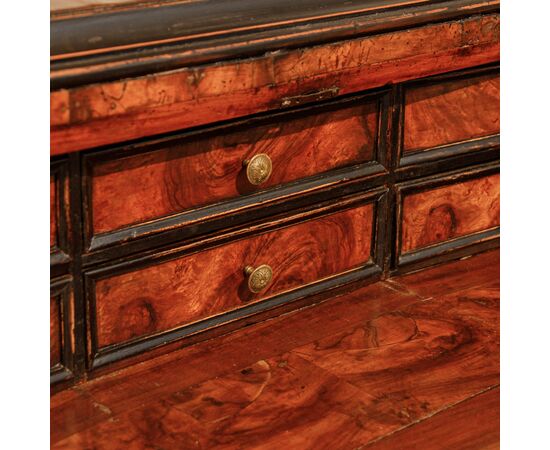 Three-drawer drop-front desk