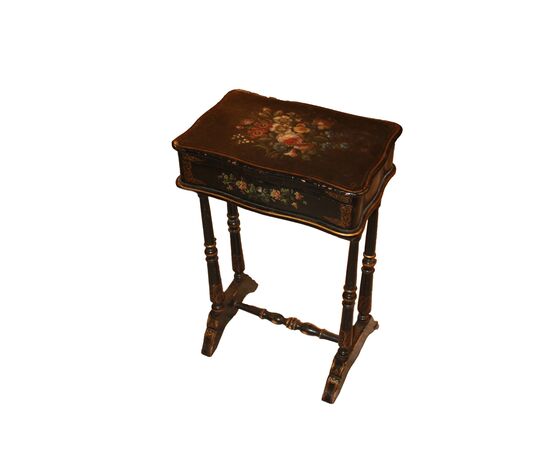 French Vernis Martin work table from the 1800s, painted