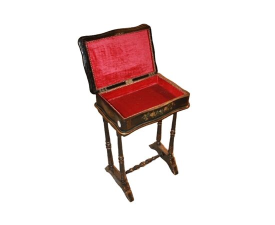 French Vernis Martin work table from the 1800s, painted