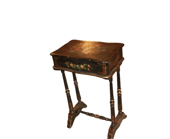 French Vernis Martin work table from the 1800s, painted