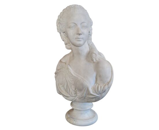 WHITE MARBLE BUST - MADAME DU BARRY - 19TH CENTURY