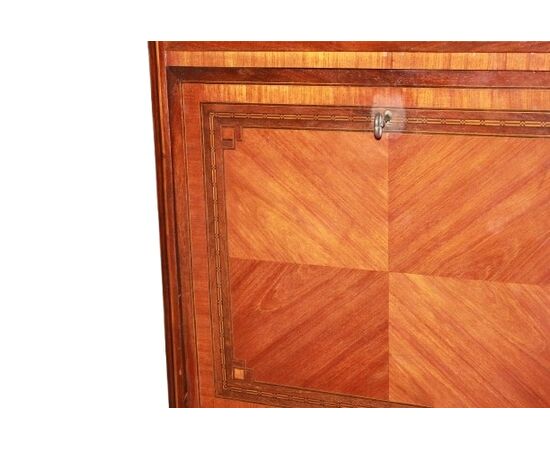 Secretaire Sitle Transizione con Bronzi e Piano in Marmo Rosso Francia
