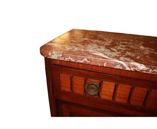 Secretaire Sitle Transizione con Bronzi e Piano in Marmo Rosso Francia