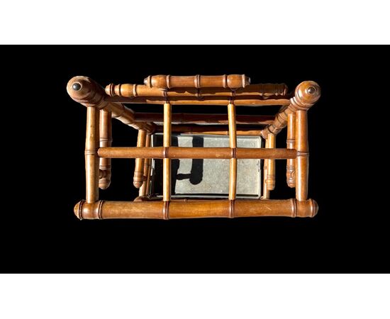 Walnut wood umbrella-cane stand imitating bamboo.