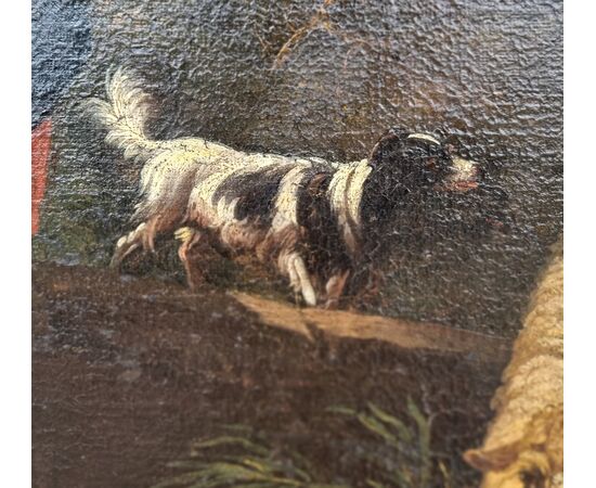 Olio su tela fine 600 Fuga d’Egitto di Philipp Peter Roos 1657-1706