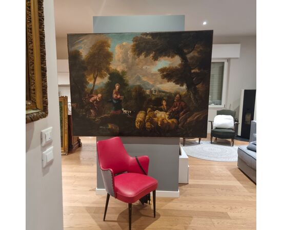 Olio su tela fine 600 Fuga d’Egitto di Philipp Peter Roos 1657-1706