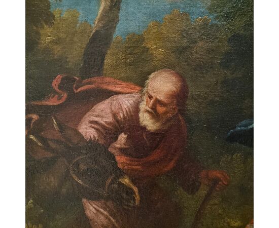 Olio su tela fine 600 Fuga d’Egitto di Philipp Peter Roos 1657-1706