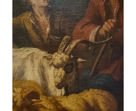 Olio su tela fine 600 Fuga d’Egitto di Philipp Peter Roos 1657-1706