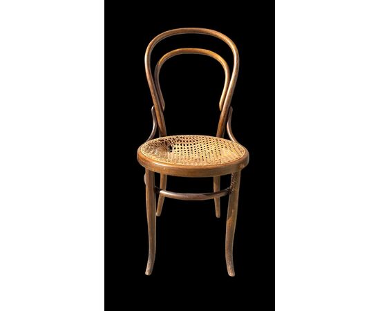 4 wooden chairs with Vienna straw seats. Fischel manufacture. Austria.