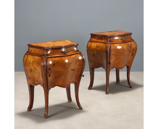 Pair of Baroque Style Bedside Tables, Italy, Early 20th Century