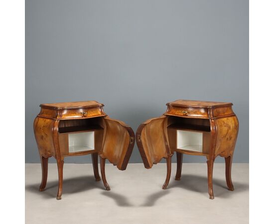 Pair of Baroque Style Bedside Tables, Italy, Early 20th Century