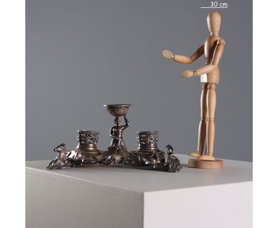 Central European Silver Inkwell, 18th-19th Century