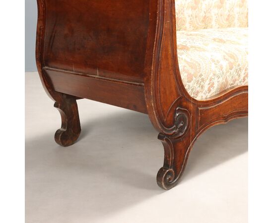 Louis Philippe Walnut Sofa, Italy, Mid-19th Century