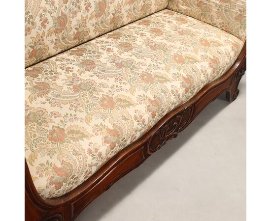Louis Philippe Walnut Sofa, Italy, Mid-19th Century