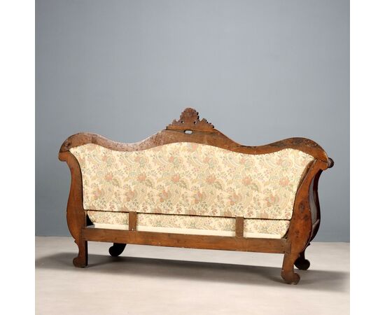 Louis Philippe Walnut Sofa, Italy, Mid-19th Century