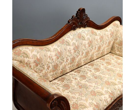 Louis Philippe Walnut Sofa, Italy, Mid-19th Century