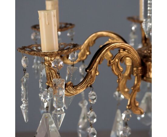 Bronze and Crystal Chandelier